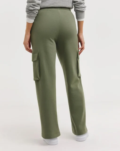 Khaki Wide Leg Cargo Joggers