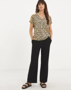 Leopard Longline Trim Top