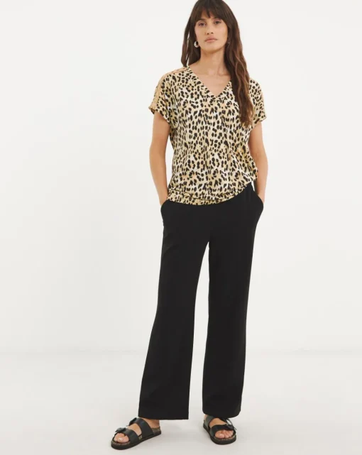 Leopard Longline Trim Top