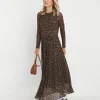 Leopard Mesh Pleated Ballet Dress