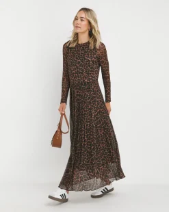 Leopard Mesh Pleated Ballet Dress