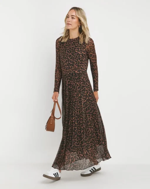 Leopard Mesh Pleated Ballet Dress