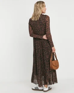Leopard Mesh Pleated Ballet Dress