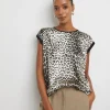 Leopard Print Satin Front Jersey Back Top