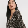 Leopard Print Soft Touch V Neck Longline Top