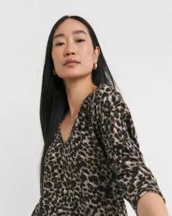 Leopard Print Soft Touch V Neck Longline Top