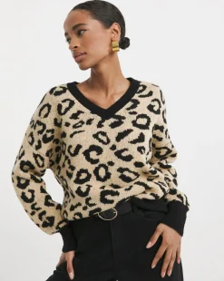 Leopard V Neck Jumper