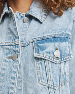 Light Blue Cropped Denim Jacket