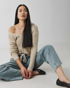Light Blue Tie Front Wide Leg Jeans