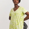 Lime Print Short Sleeve Bubble Hem Top
