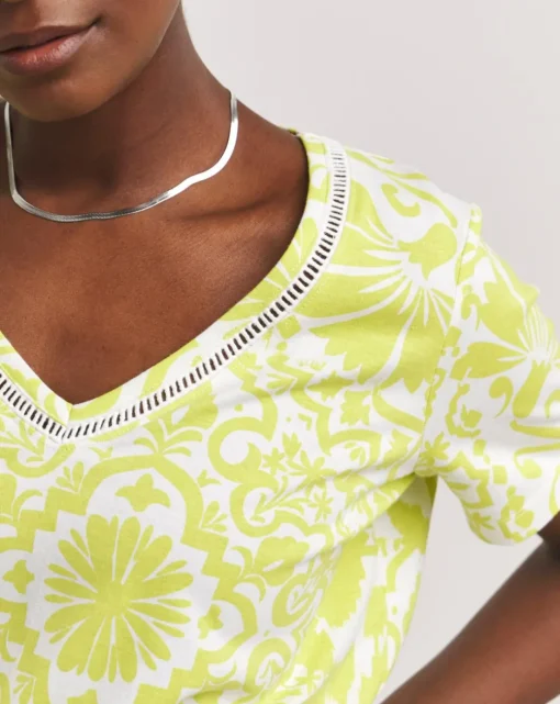 Lime Print Short Sleeve Bubble Hem Top