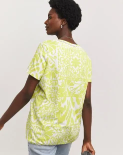 Lime Print Short Sleeve Bubble Hem Top
