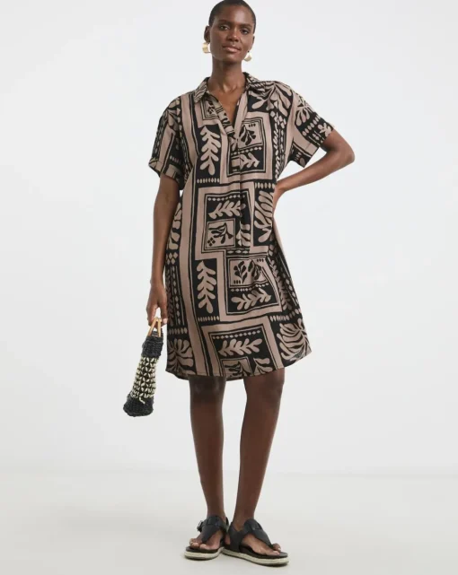 Linen Collared Tunic Dress