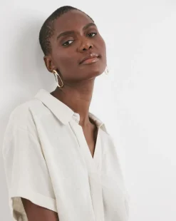 Linen Collared Tunic Dress