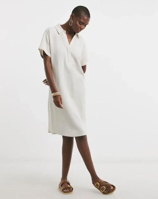 Linen Collared Tunic Dress