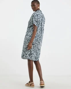 Linen Mix Collared Tunic Dress