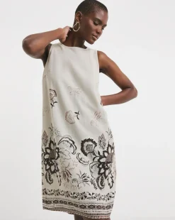 Linen Mix Sleeveless Shift Dress