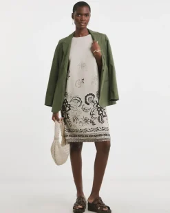 Linen Mix Sleeveless Shift Dress