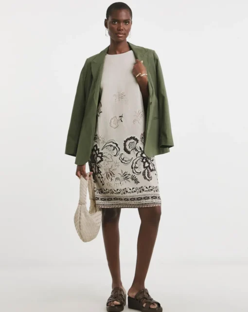 Linen Mix Sleeveless Shift Dress