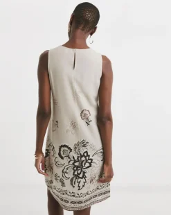 Linen Mix Sleeveless Shift Dress