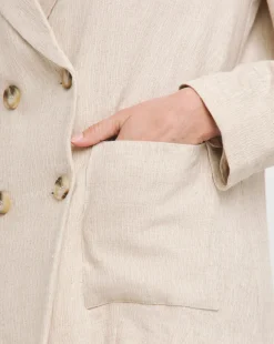 Linen Unlined Double Breasted Blazer