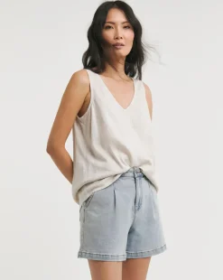 Linen V Neck Vest Top