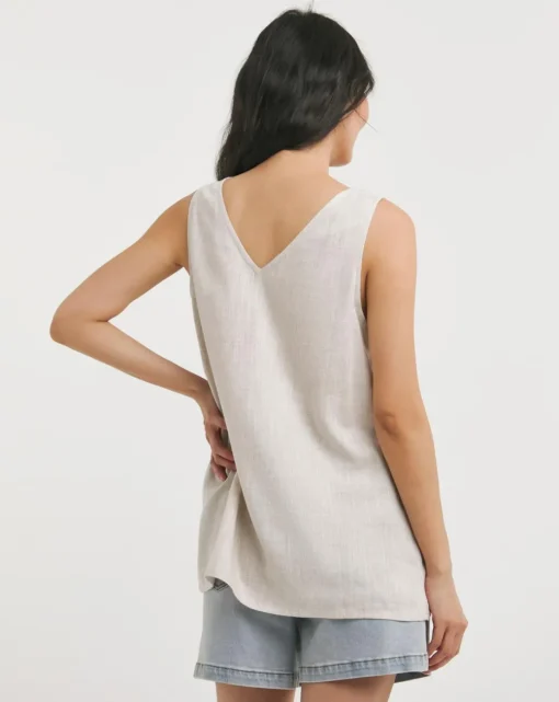 Linen V Neck Vest Top