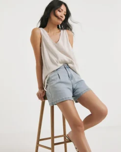 Linen V Neck Vest Top