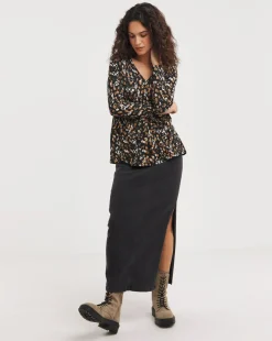 Long Sleeve Button Detail Top