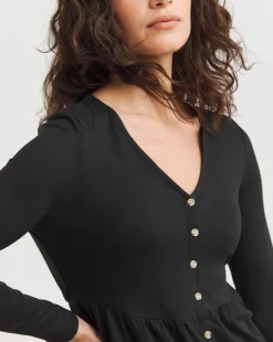 Long Sleeve Button Detail Top