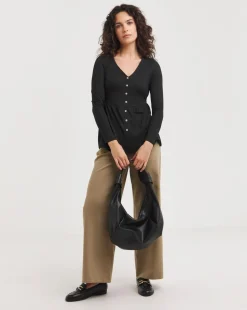 Long Sleeve Button Detail Top