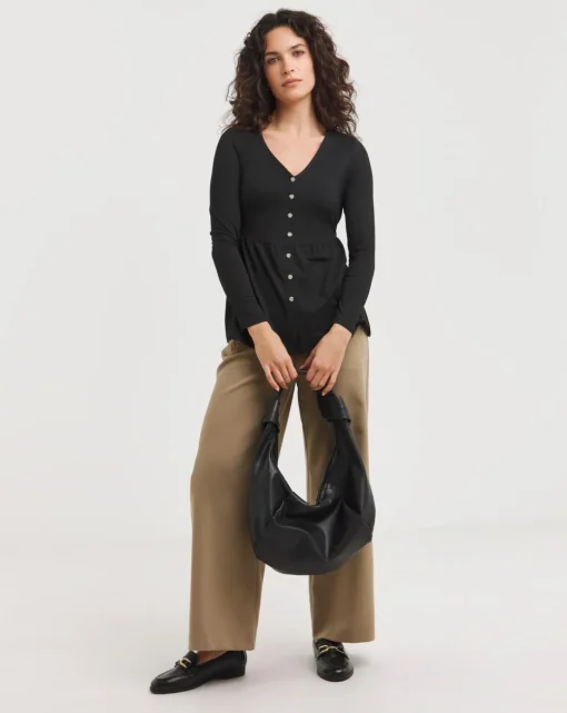 Long Sleeve Button Detail Top