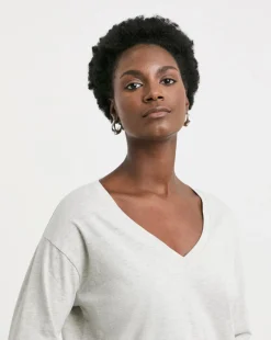 Long Sleeve Slouch V-Neck Longline Top