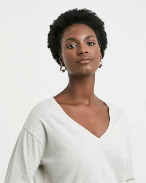 Long Sleeve Slouch V-Neck Longline Top