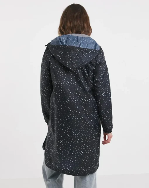 Longline Navy Spot Printed Pac A Mac