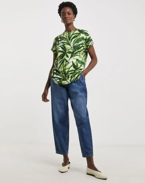 Longline Short Sleeve Curved Hem Top