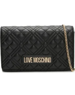 Love Moschino Diamond Quilt Flapover Black Cross-Body Bag