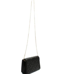 Love Moschino Diamond Quilt Flapover Black Cross-Body Bag