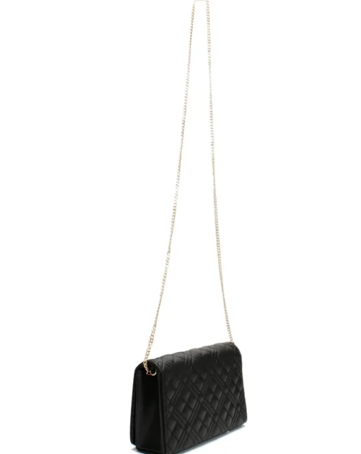 Love Moschino Diamond Quilt Flapover Black Cross-Body Bag