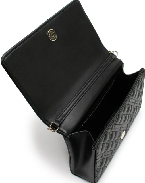 Love Moschino Diamond Quilt Flapover Black Cross-Body Bag