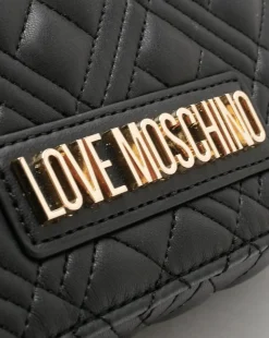 Love Moschino Diamond Quilt Flapover Black Cross-Body Bag