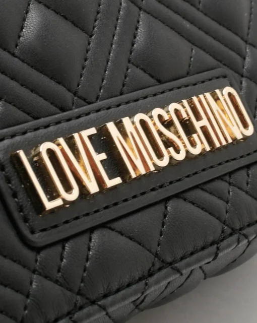 Love Moschino Diamond Quilt Flapover Black Cross-Body Bag