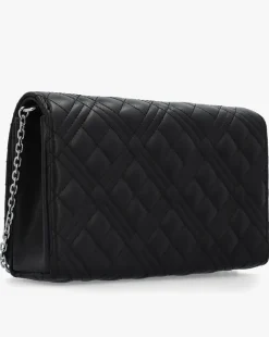 Love Moschino Diamond Quilt Flapover Black Cross-Body Bag