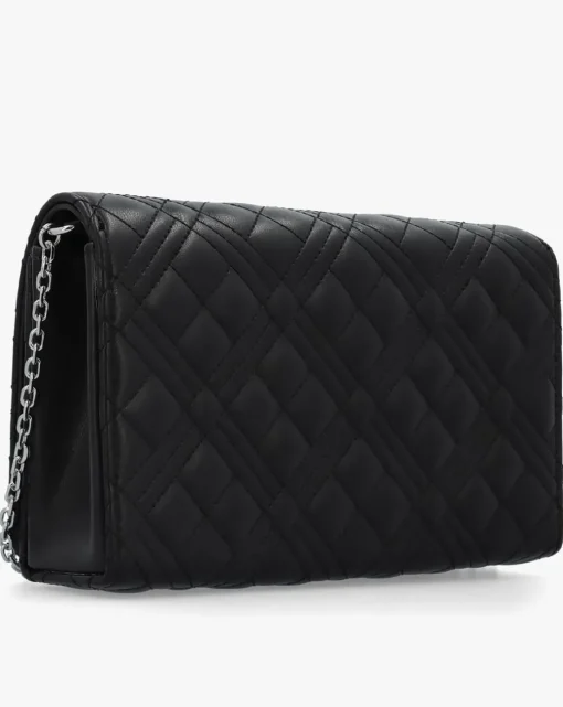 Love Moschino Diamond Quilt Flapover Black Cross-Body Bag
