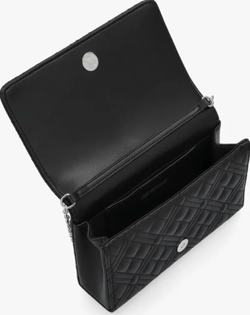 Love Moschino Diamond Quilt Flapover Black Cross-Body Bag