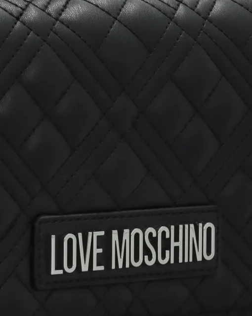 Love Moschino Diamond Quilt Flapover Black Cross-Body Bag