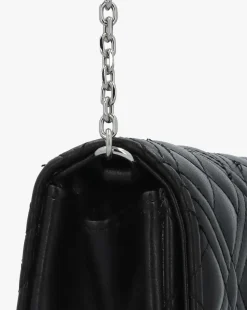 Love Moschino Diamond Quilt Flapover Black Cross-Body Bag