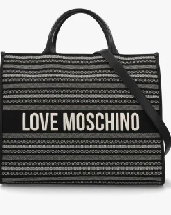 Love Moschino Flower Black Tote Bag