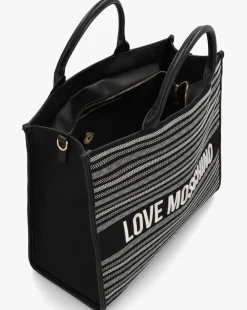 Love Moschino Flower Black Tote Bag