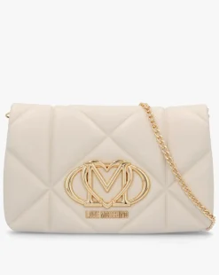 Love Moschino Heart Logo Quilted Ivory Cross Body Bag